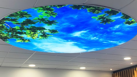 Round illuminated ceiling picture