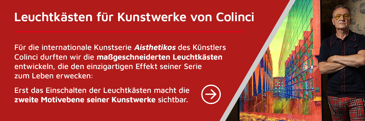 Leuchtkästen für Kunstwerke von Colinci