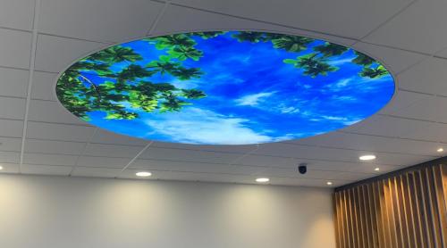 round ceiling picture illuminated